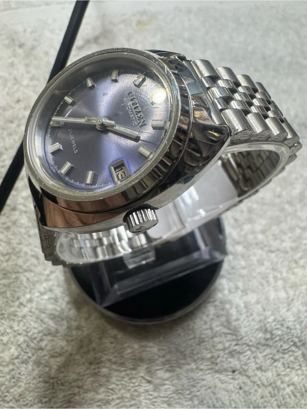 Citizen Automatic Watch with Blue Sunburst Dial and Steel Bracelet